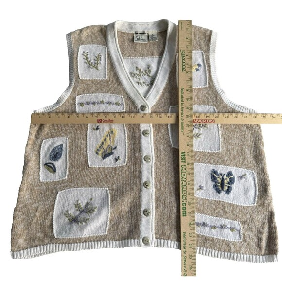 Vtg CJ Banks Hand Embroidered Garden Theme Sweater Vest Cottagecore PLUS Sz 1X - Picture 5 of 9